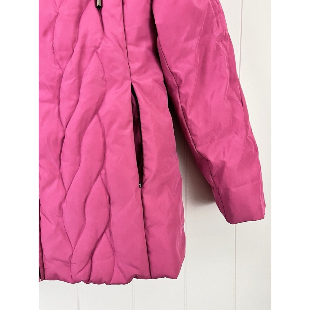 Donatella Pink Hooded Quilted Puffer Jacket Wavy Stitch Coat Insulated Medium - Picture 4 of 10